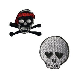 🛒 $3 Embroidered Iron on Patch - set of 2 Skull and Crossbones #20